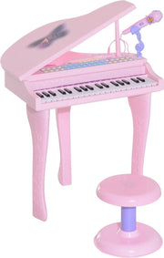 HOMCOM Pianomuziek voor kinderen MP3 USB incl. Ontlasting 37 roze toetsen