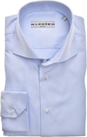Ledub Modern Fit overhemd - lichtblauw twill - Strijkvriendelijk - Boordmaat: 47