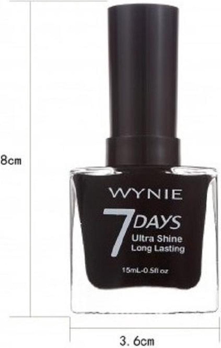 Wynie - Nagellak 7 Days Ultra Shine Long Lasting - Zwart - 1 flesje met 15 ml inhoud - Nummer 466