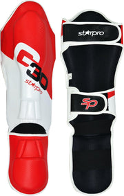 Scheen/wreefbeschermers Starpro Grappling | rood-wit - Product Kleur: Zwart / Rood / Wit / Product Maat: XL
