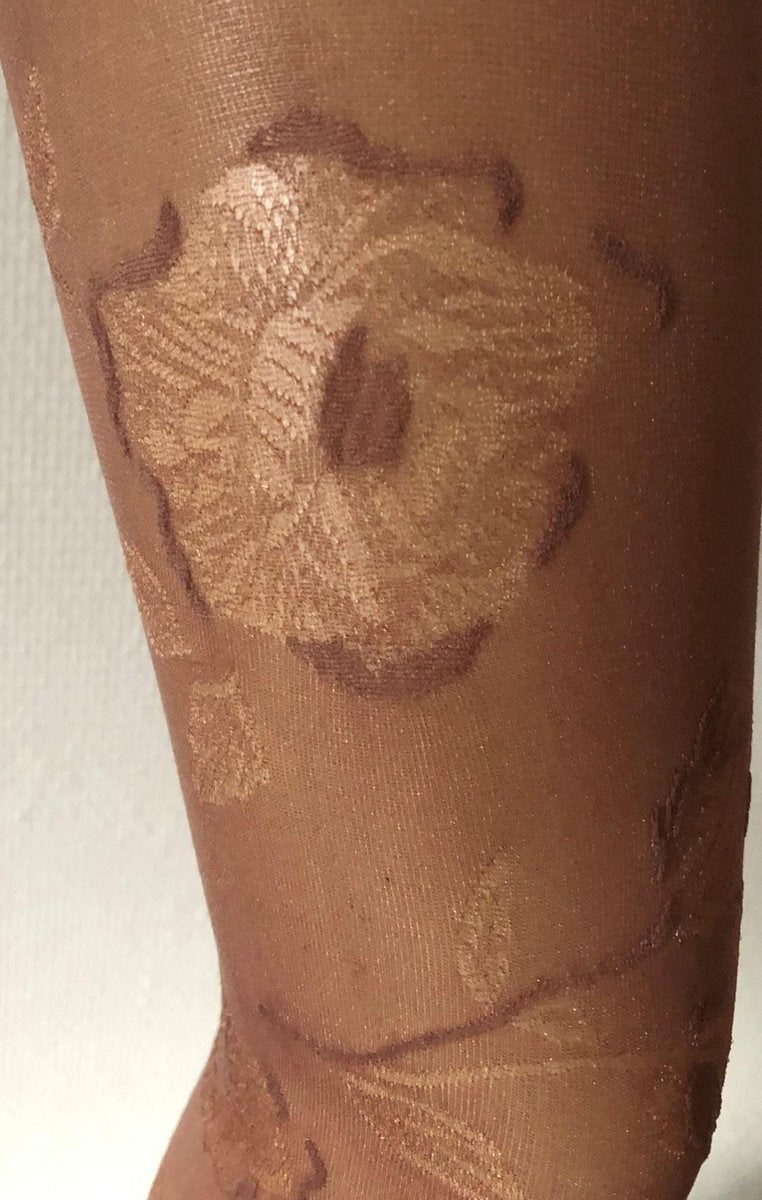 Aristoc Rose Patterned Tights - Nutmeg - M/L