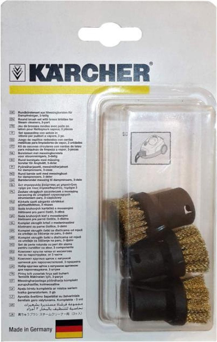 Karcher borstelset - 3 stuks - messing borsteltjes stoomreiniger origineel karcher oa. K1100