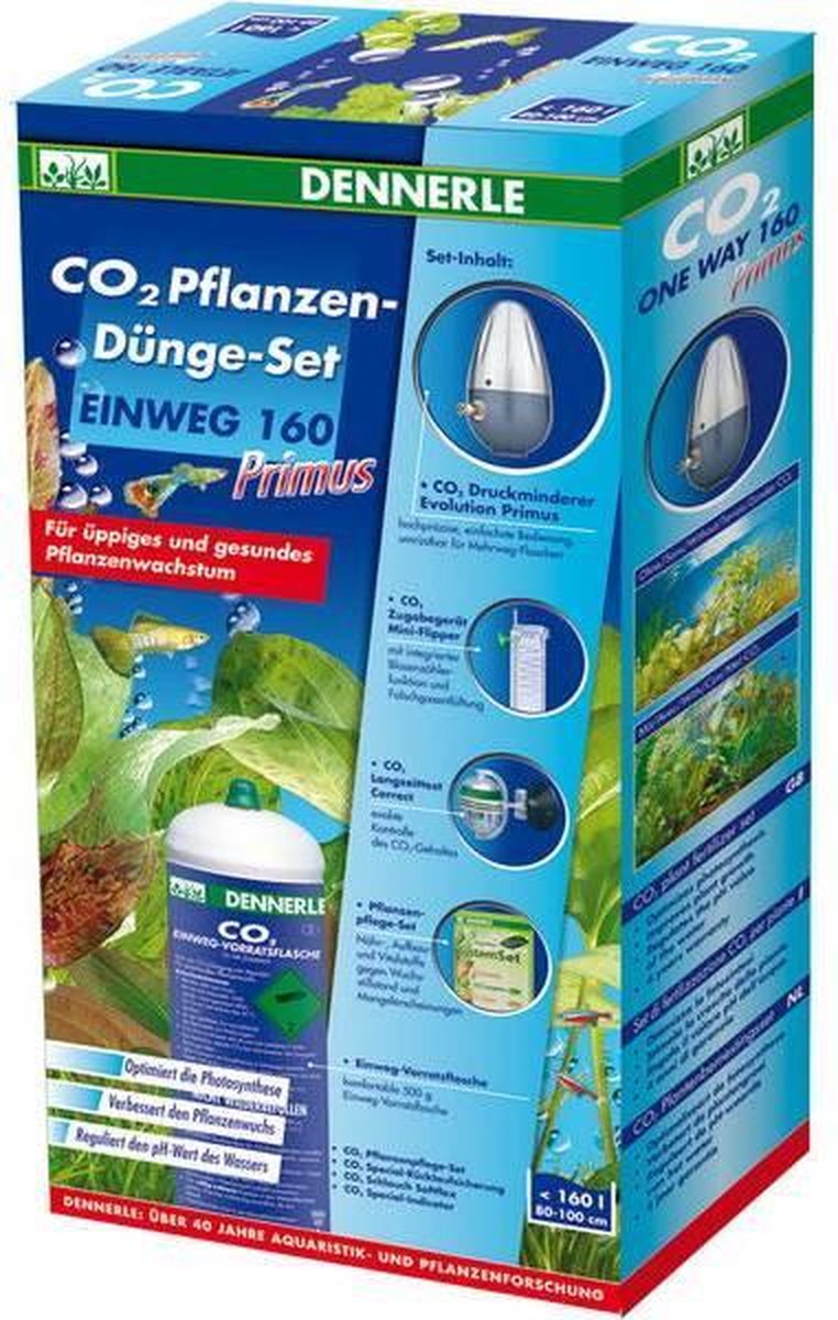 Dennerle Co2 set primus met wegwerpfles voor 160L - aquarium