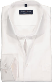 CASA MODA comfort fit overhemd - mouwlengte 72 cm - wit twill - Strijkvrij - Boordmaat: 47