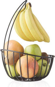 Point-Virgule - Wire - Fruitmand met bananenhouder - Metaal - zwart ø 23cm H 32cm
