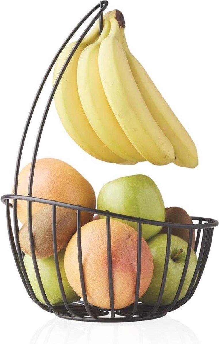Point-Virgule - Wire - Fruitmand met bananenhouder - Metaal - zwart ø 23cm H 32cm