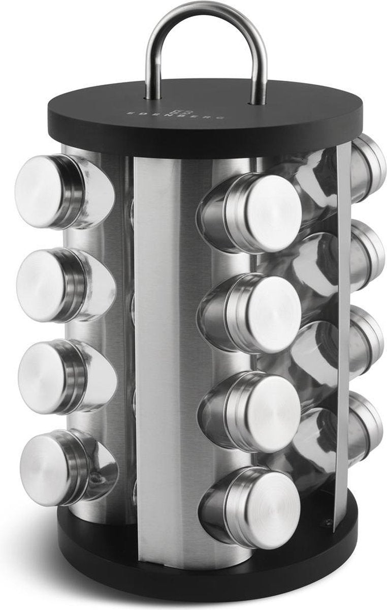Edënbërg Black Line - Kruidenpotjes met Houder RVS - 16 potjes + rek
