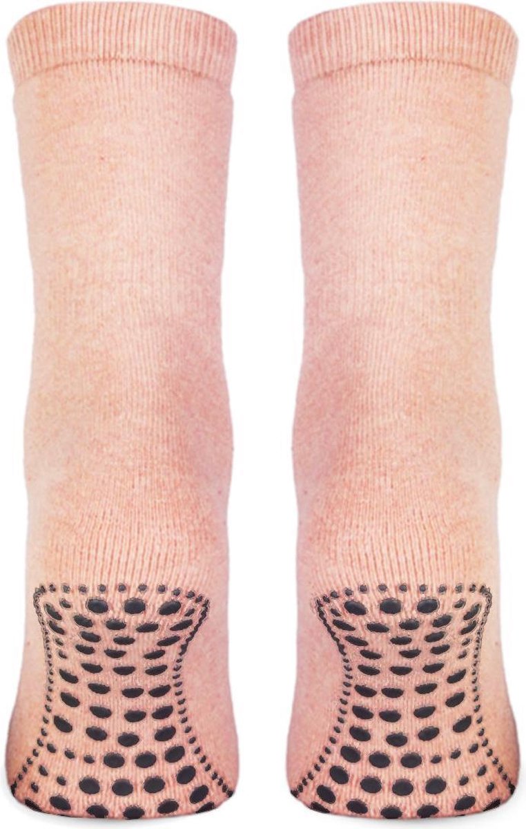 Topsocks huissokken met antislip noppen kleur: zalm maat: 35-38