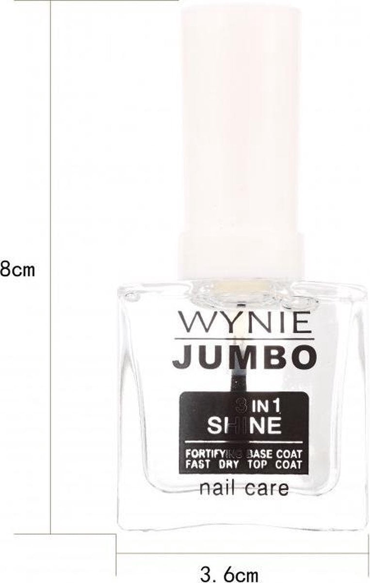 Wynie - Nail Care 3 in 1 - Fortifying / Base Coat / Top Coat - 1 flesje met 15 ml inhoud - Nummer 306