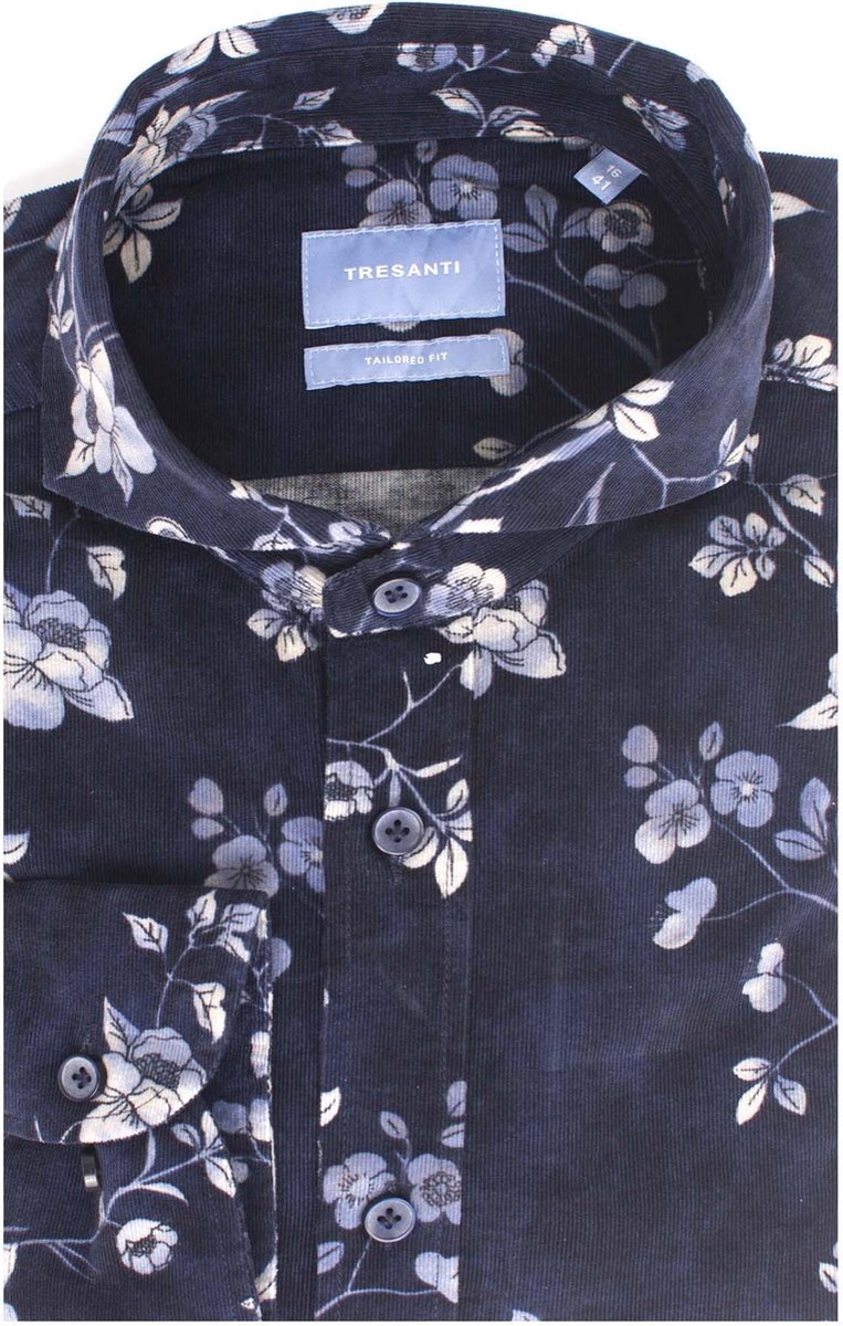 Overhemd corduroy bloemen print - Tailored Fit