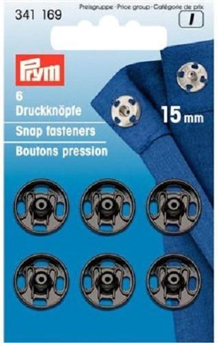 Prym Aannaai drukknopen 6 stuks 15 mm zwart