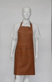 Lederen schort cognac