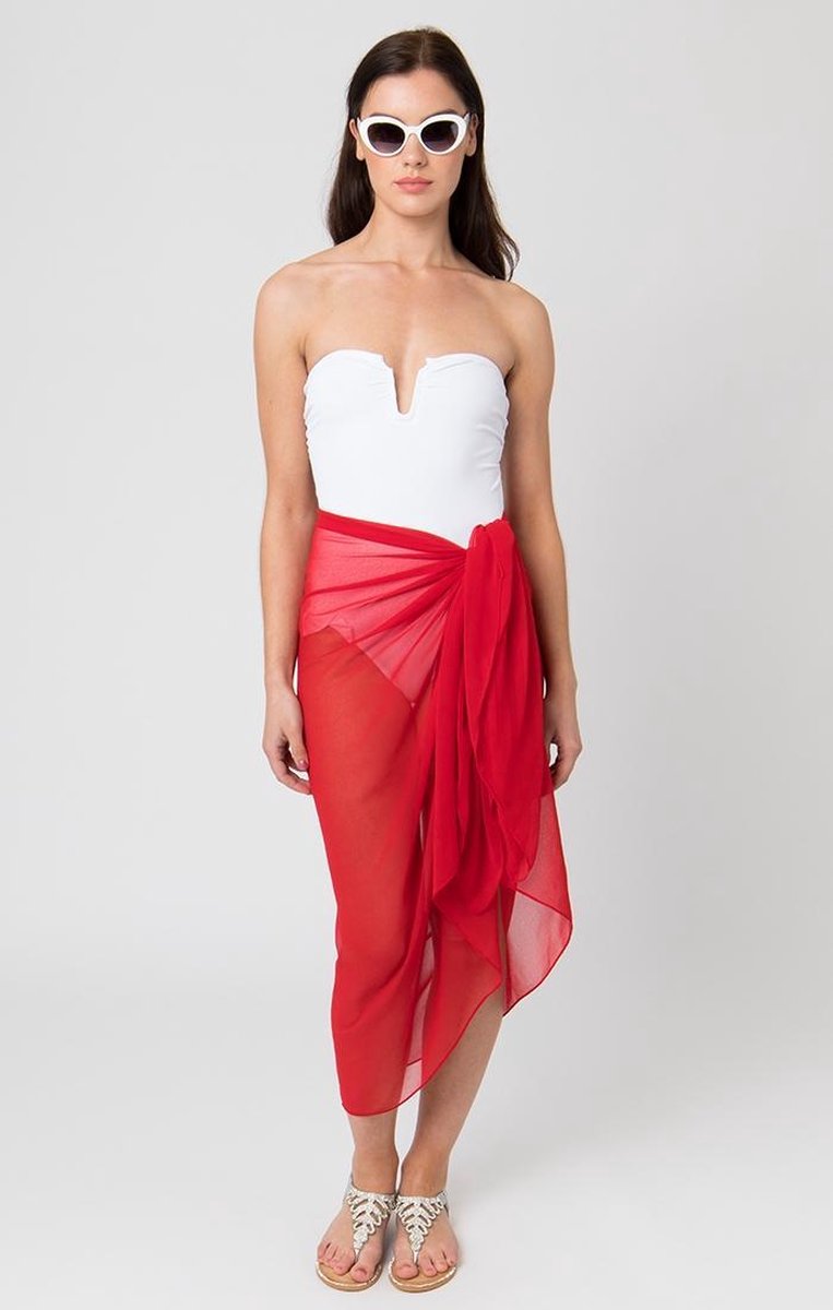 Pia Rossini - San Remo sarong/pareo Rood - One Size - Rood
