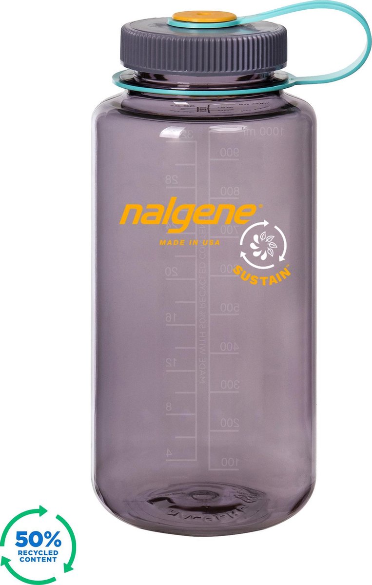 Nalgene Sustain Wide Mouth 1000ml - drinkfles - Aubergine Sustain