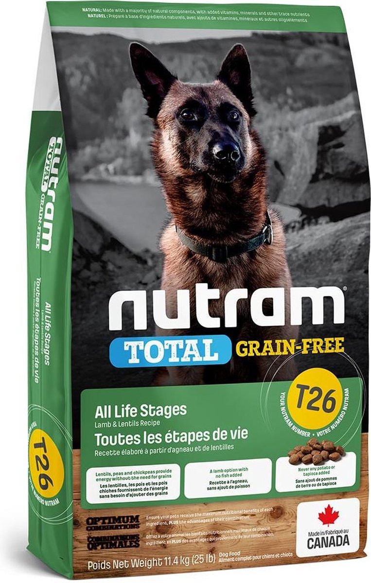 Nutram hondenvoer Graanvrij Lam & Peulvruchten T26 11