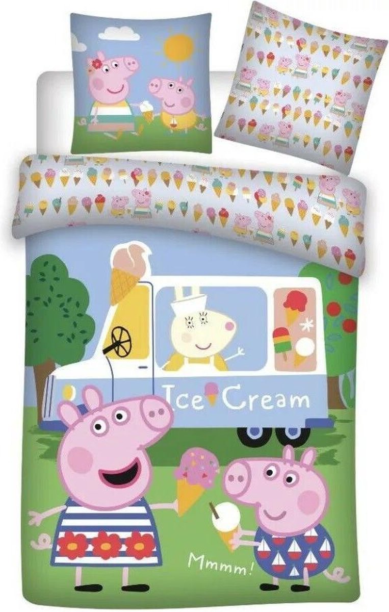 Ledikant Babydekbedovertrek Peppa Pig 100x135 cm 40x60 cm kussenloop 100% katoen