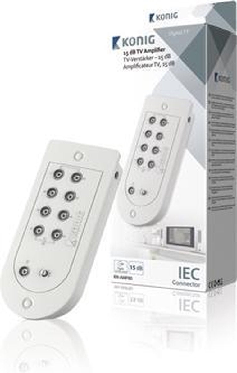 König Coax 8-weg TV Versterker 15dB