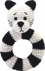 Naturezoo Ringrammelaar Kat Gehaakt 14 Cm Wit/zwart