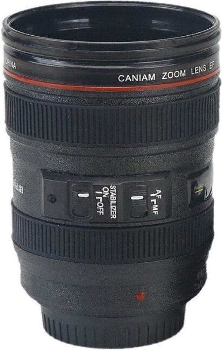 Kwalitatieve Camera Lens Beker Tas Mok Thermos - Koffie Thee Coffee Mug - Must Have - Cameralens - Drinkbeker - 400 ML - Met Deksel -