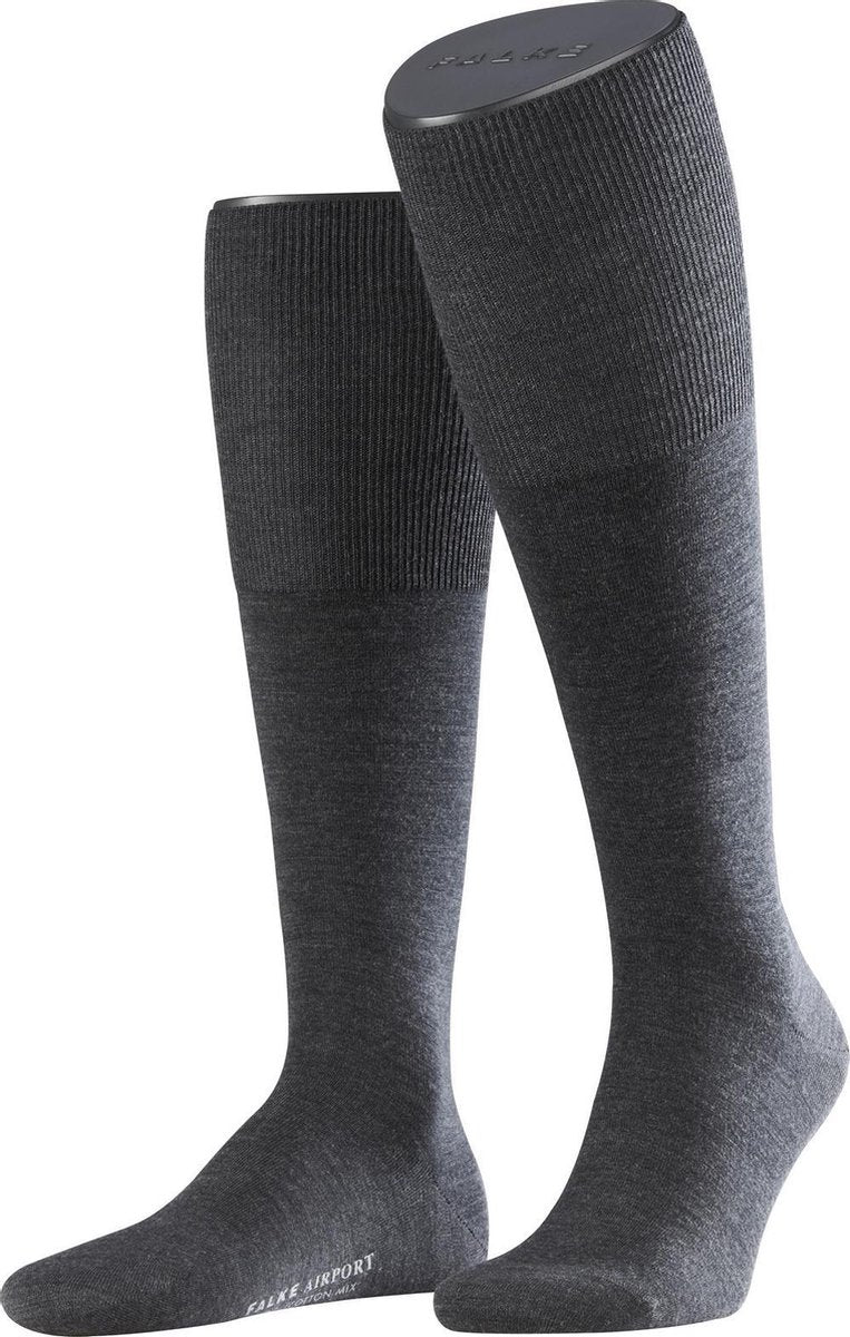 FALKE Airport Heren Kniesokken - Asphalt - Maat 43/44