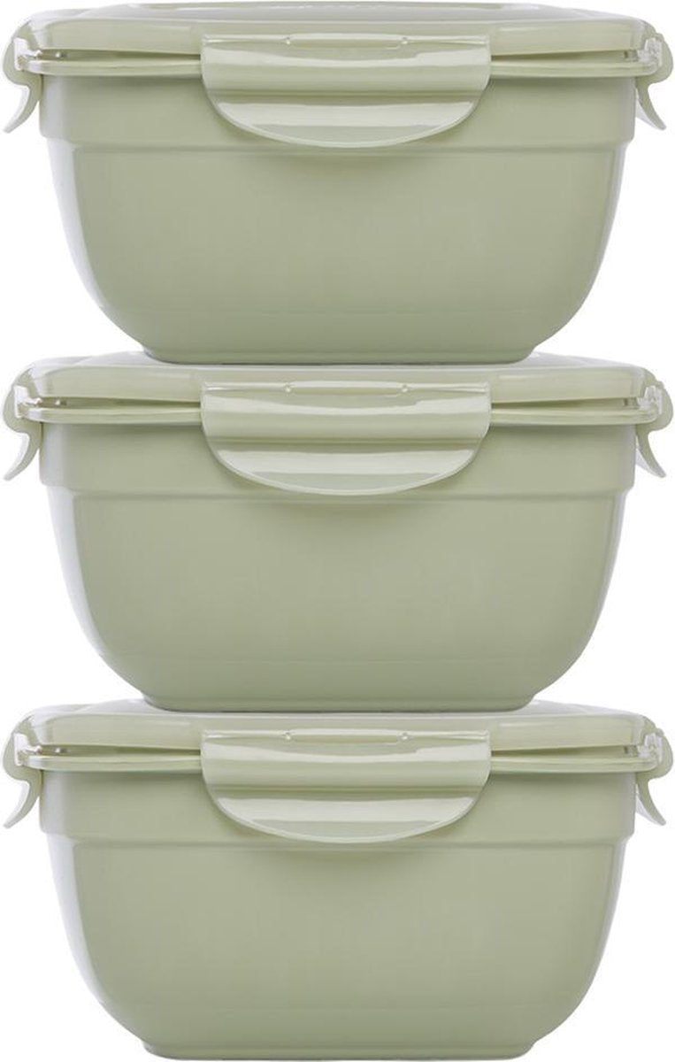 Lock&Lock Vershoudbakjes | Bewaardozen voedsel | Lunchboxen - Set van 3 stuks - Stapelbaar - 950 ml - Groen