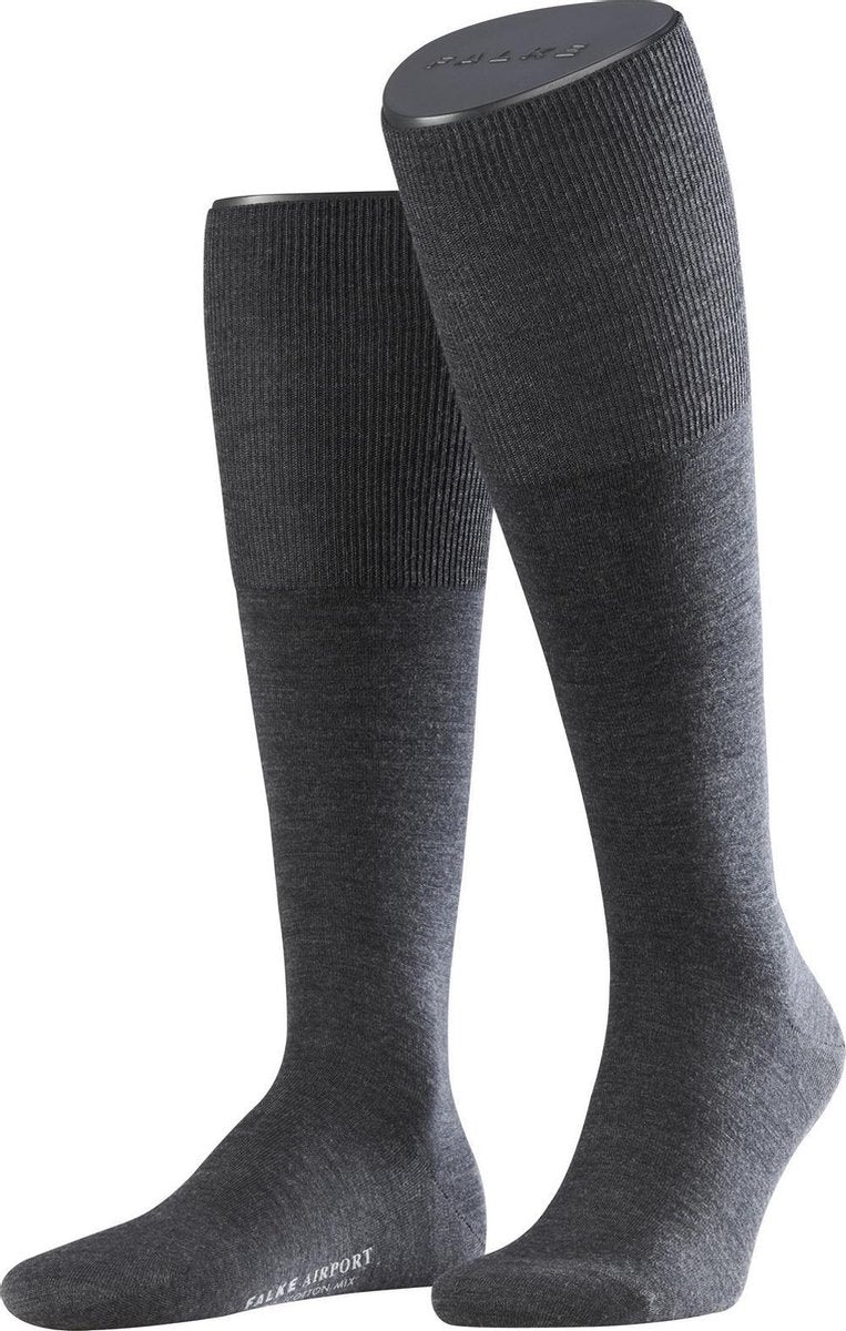 FALKE Airport Heren Kniesokken - Asphalt - Maat 45-47
