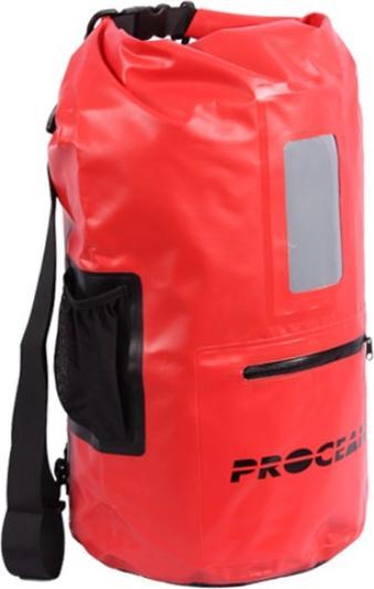 Droogtas rugtas 30 liter met 3 zakken rood