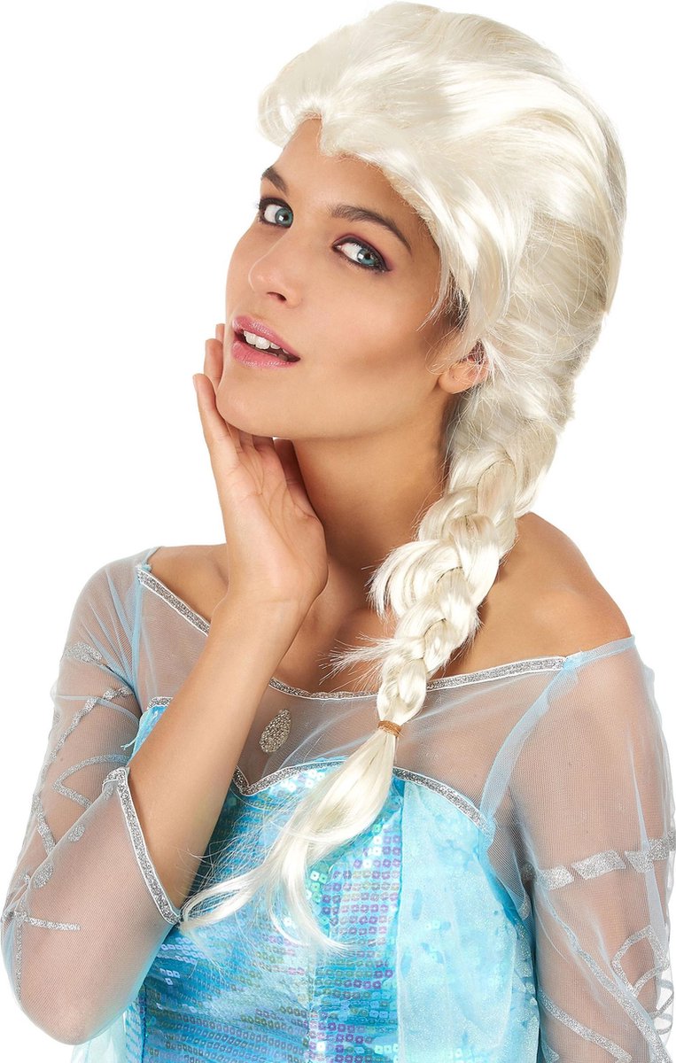 "Blonde dames pruik met vlecht  - Verkleedpruik - One size"