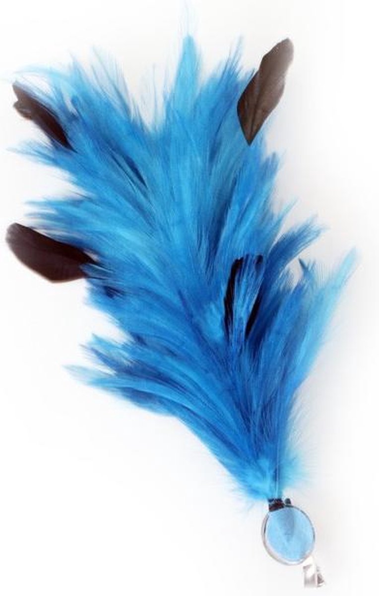 Verenpluim 30 cm buigbaar met speld en clip turquoise