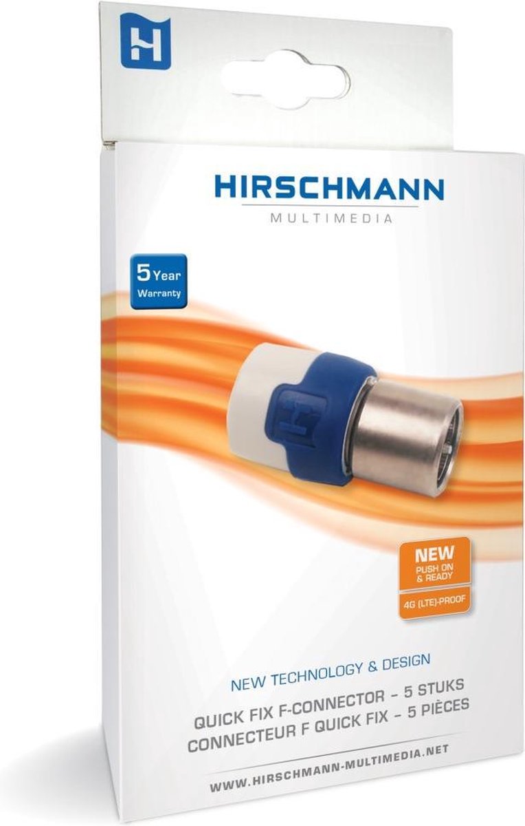 Hirschmann QFC 5 quick fix F-connector / recht (5 stuks)