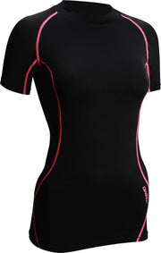 Avento Compressieshirt Korte Mouw Comfort - Dames - Zwart/Fuchsia - 36