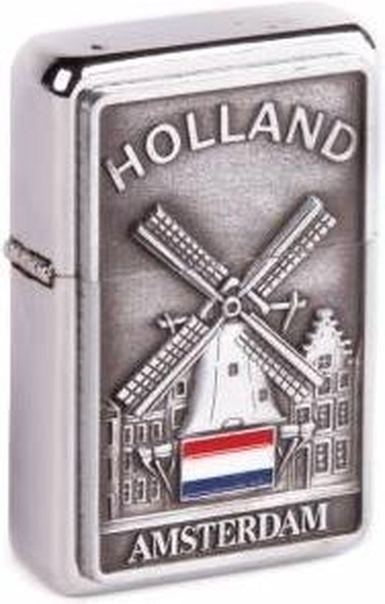 Aansteker Dorpstafereel Molen Holland Tin - Souvenir