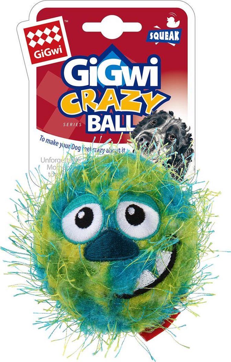 GiGwi Crazy Ball Plush Rubber Squeaky - Hondenspeeltje Medium - Hondenspeelgoed