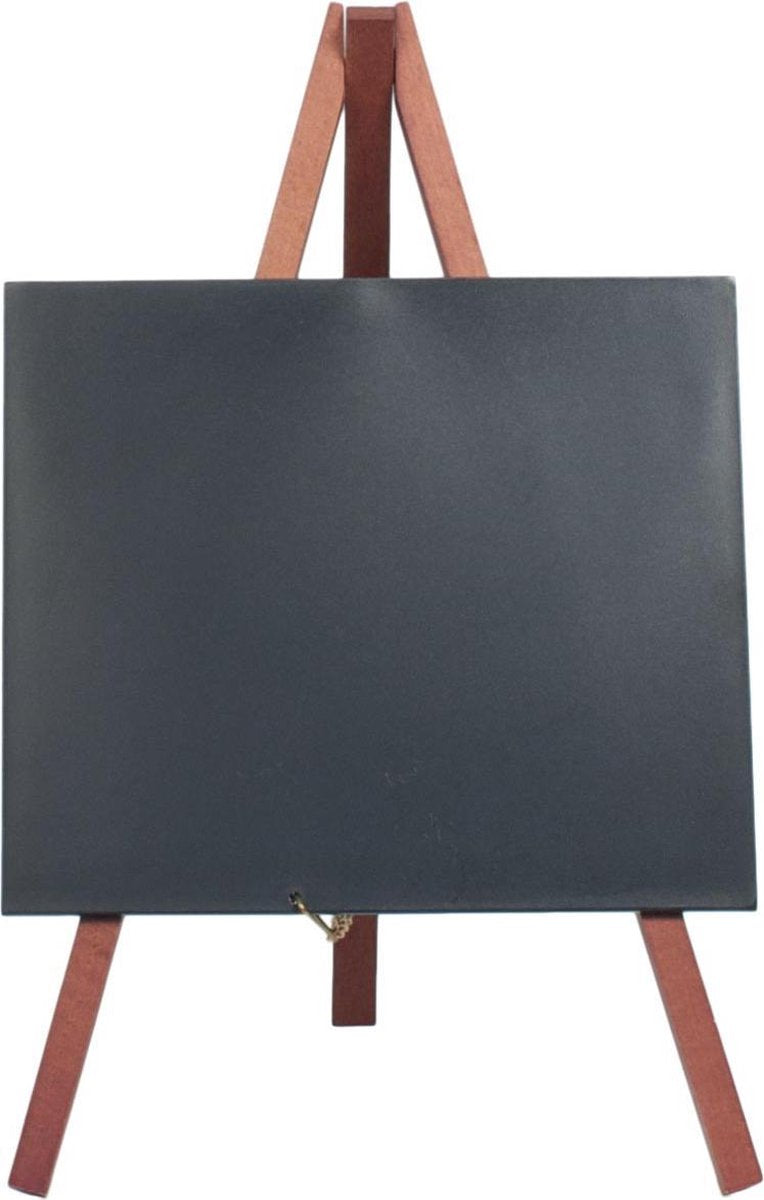 6x Securit mini tafelkrijtbord met driepoot in mahonie