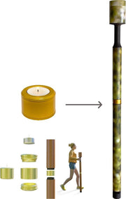 TOLAD Halo met mini-urn - Asverstrooi wandelstok met waxinelichthouder - Green Nature - Gold Satin