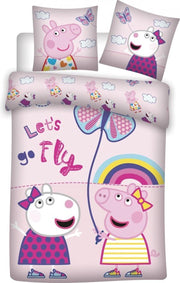 Ledikant Babydekbedovertrek Peppa Pig 100x135cm 40x60 cm kussenloop 100% katoen