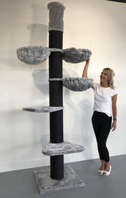 Krabpaal voor grote katten Maine Coon Tower PLUS Blackline Licht Grijs hoog plafond verstelbaar