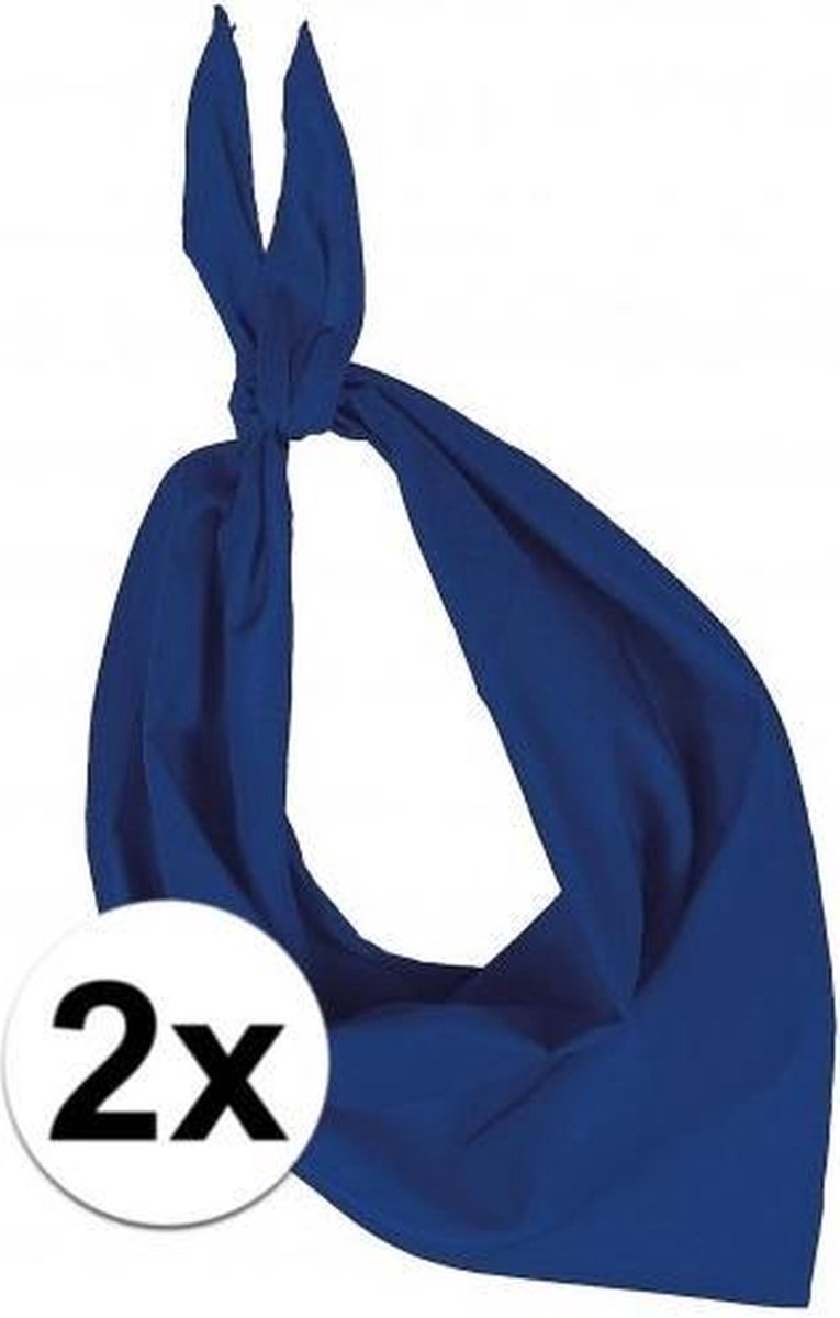 2x Zakdoek bandana kobalt blauw - hoofddoekjes