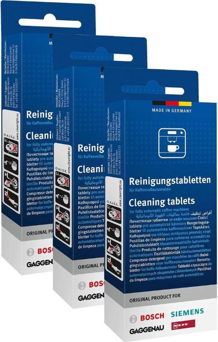 Reiniging onderhoud espressomachines Bosch Siemens tabletten - 3x 10 stuks - reinigingstabletten