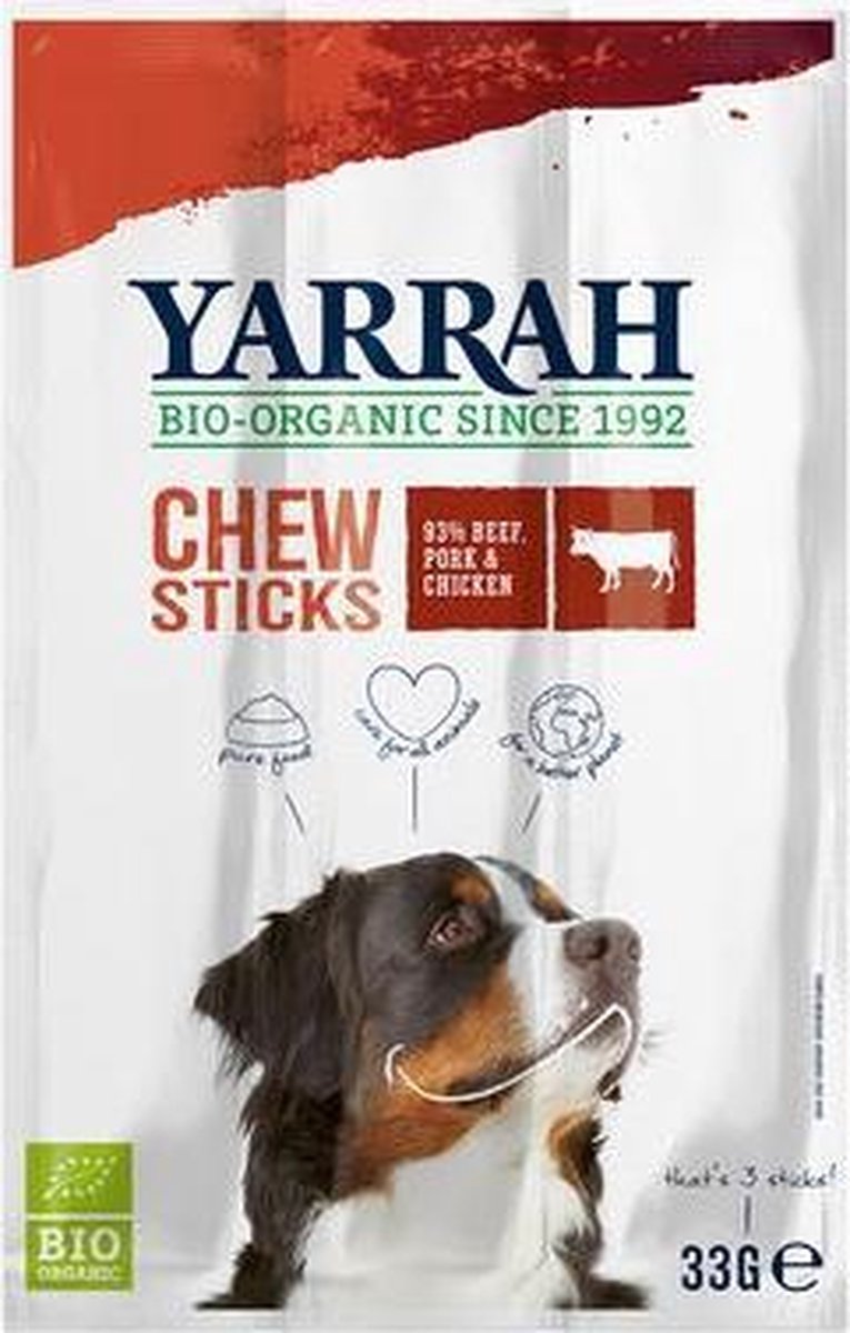 Yarrah - Hondensnack Chew Stick met Rund - 5 x 33 g