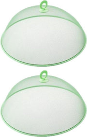 Set van 4x stuks metalen vliegenkappen/voedselkappen rond groen 35 cm