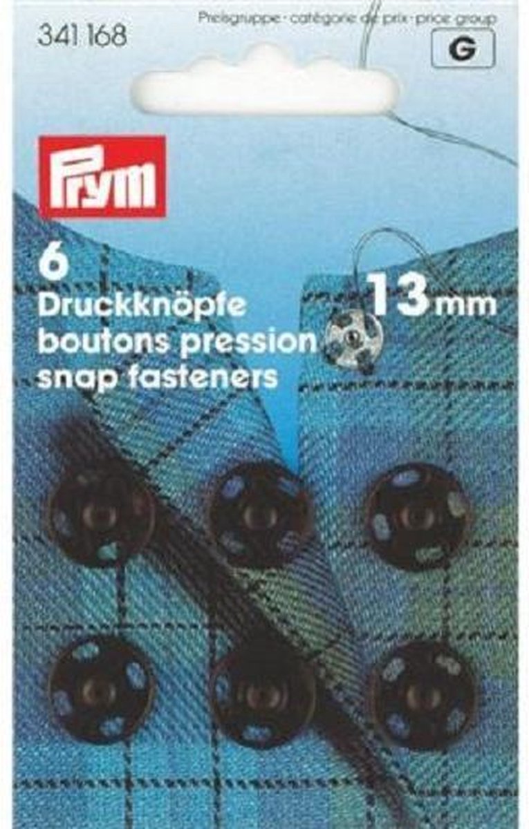 Prym 6 aannaai drukknopen 13 mm zwart 341 168