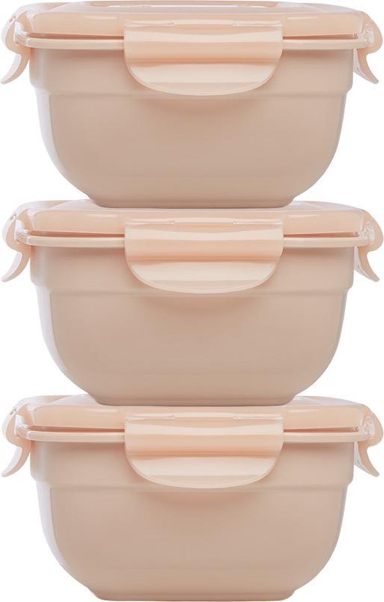 Lock&Lock Vershoudbakjes | Snackdoosjes | Snackbox - Set van 3 stuks - Stapelbaar - 520 ml - Oudroze