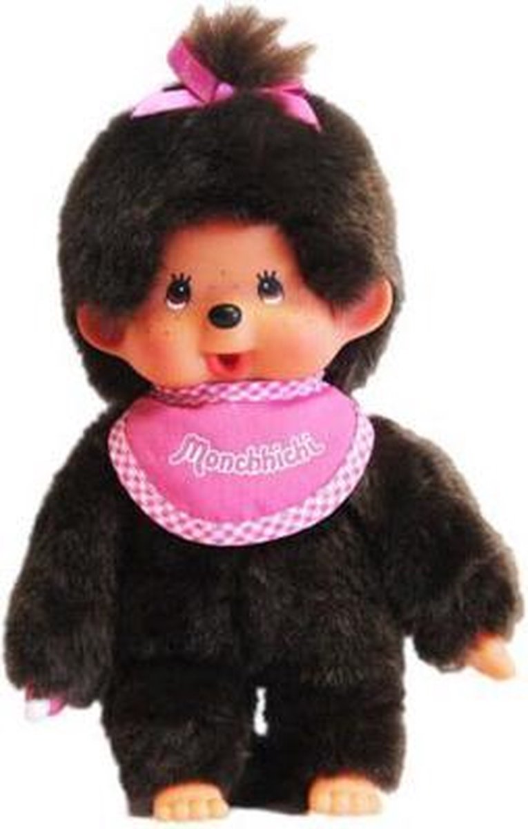 Monchhichi Meisje Met Roze Slab 20 cm