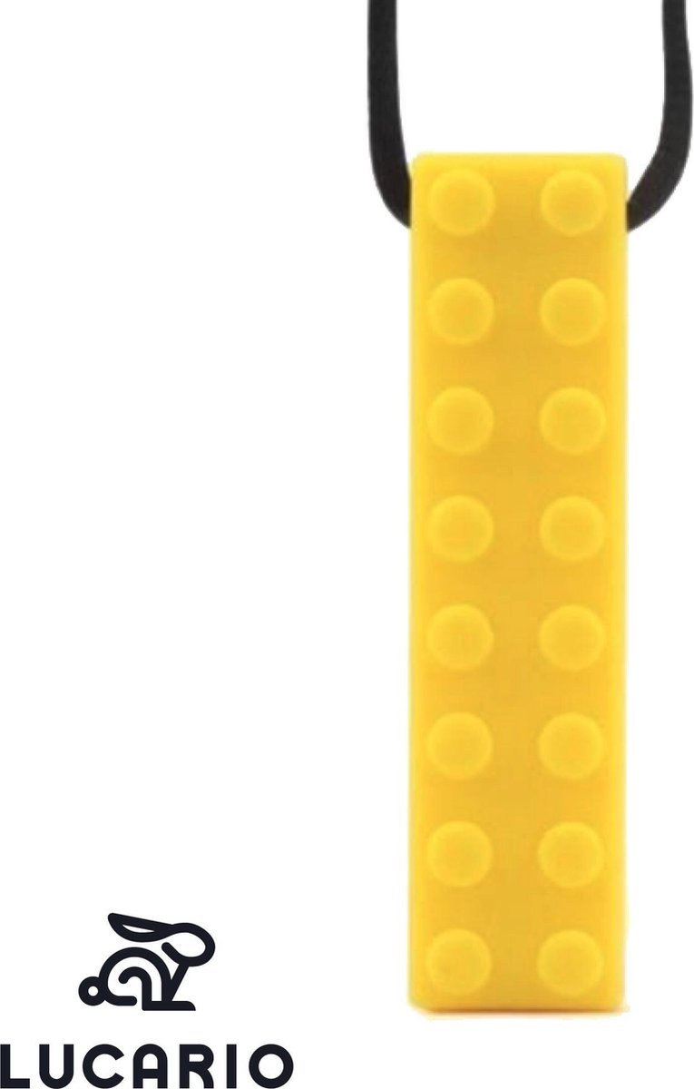 Bijtketting - Kauwketting | Lego bouwblokje patroon Geel
