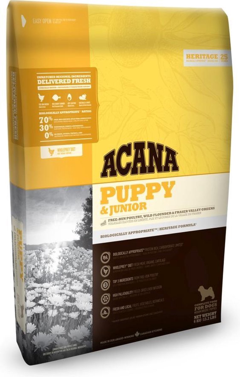 6 kg Acana heritage puppy junior hondenvoer