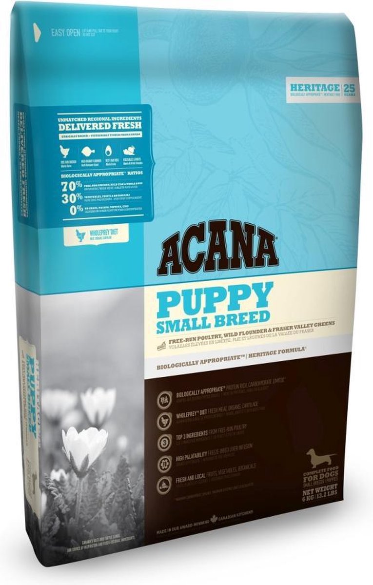 6 kg Acana heritage puppy small breed hondenvoer
