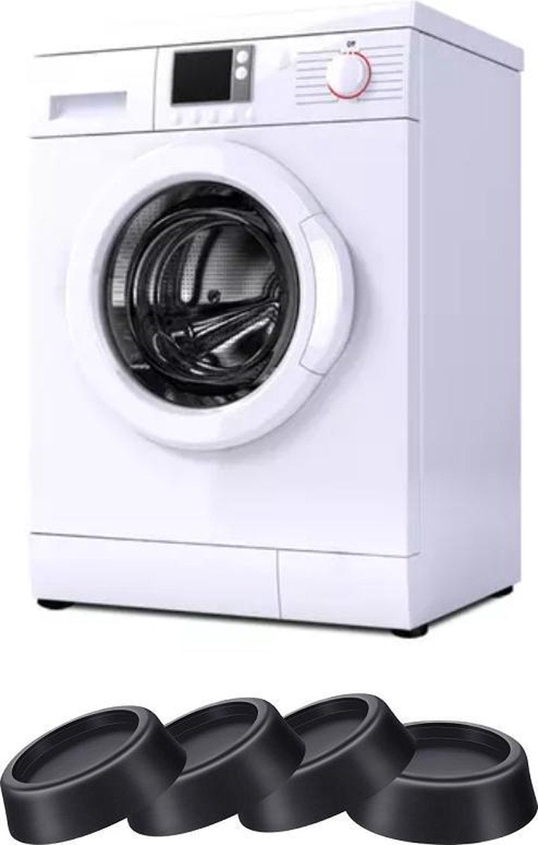 EasyGoods® Trillingsdempers Wasmachine & Droger – Set van 4 stuks – Zwart - Wasmachine Geluidsdempers / Vibratiedempers – Pads / Voetjes – Antislip rubber - Extra dik