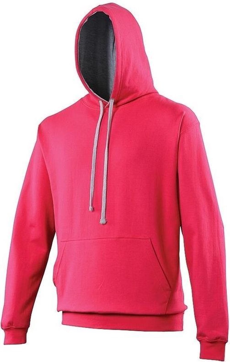 Hooded sweater roze met grijs 2XL