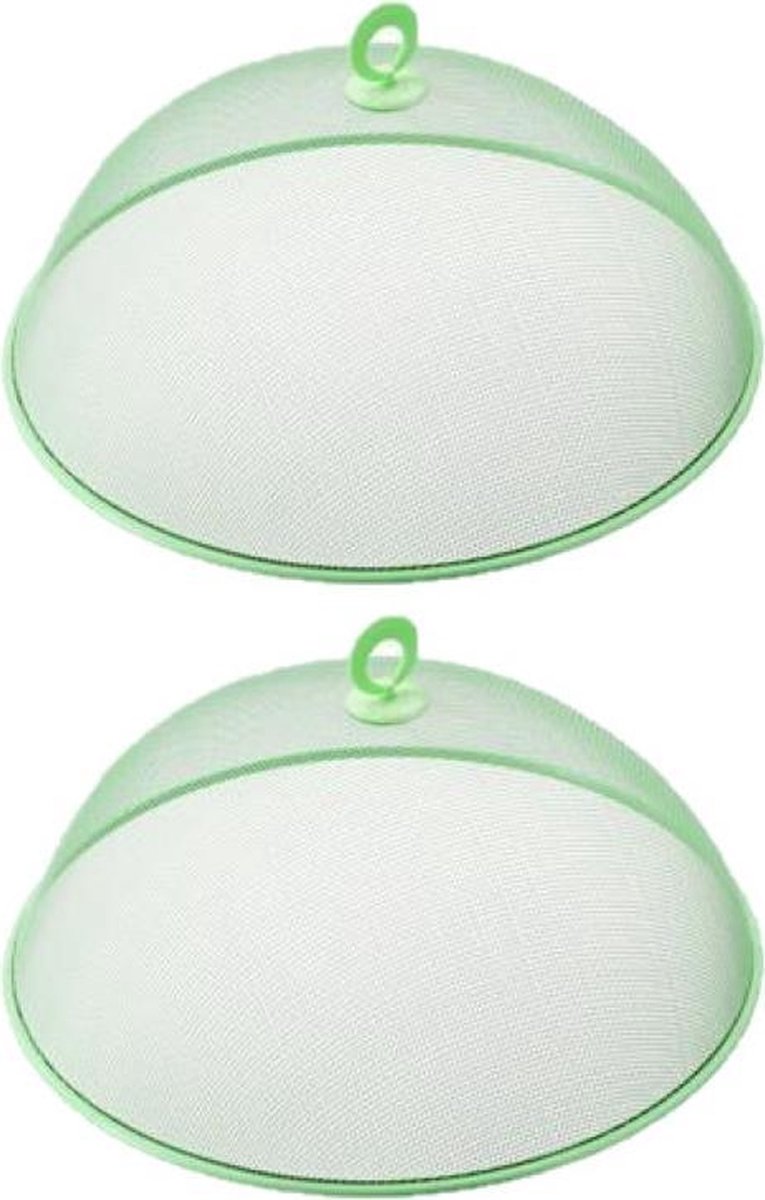Set van 3x stuks metalen vliegenkappen/voedselkappen rond groen 35 cm